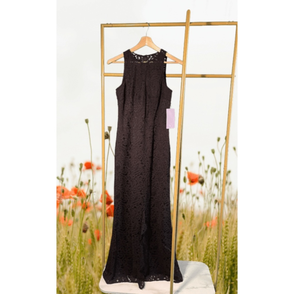 J.S. Collections Black Lace Gown | Sleeveless Formal Dress